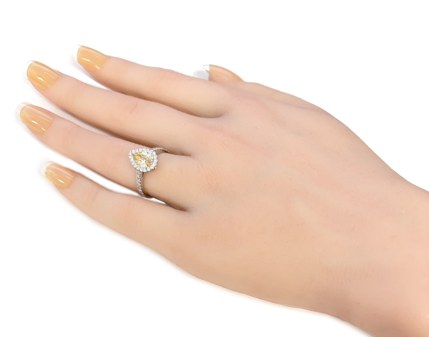 PT900 Pear Fancy Light Yellow Diamond Ring - 1.425ct