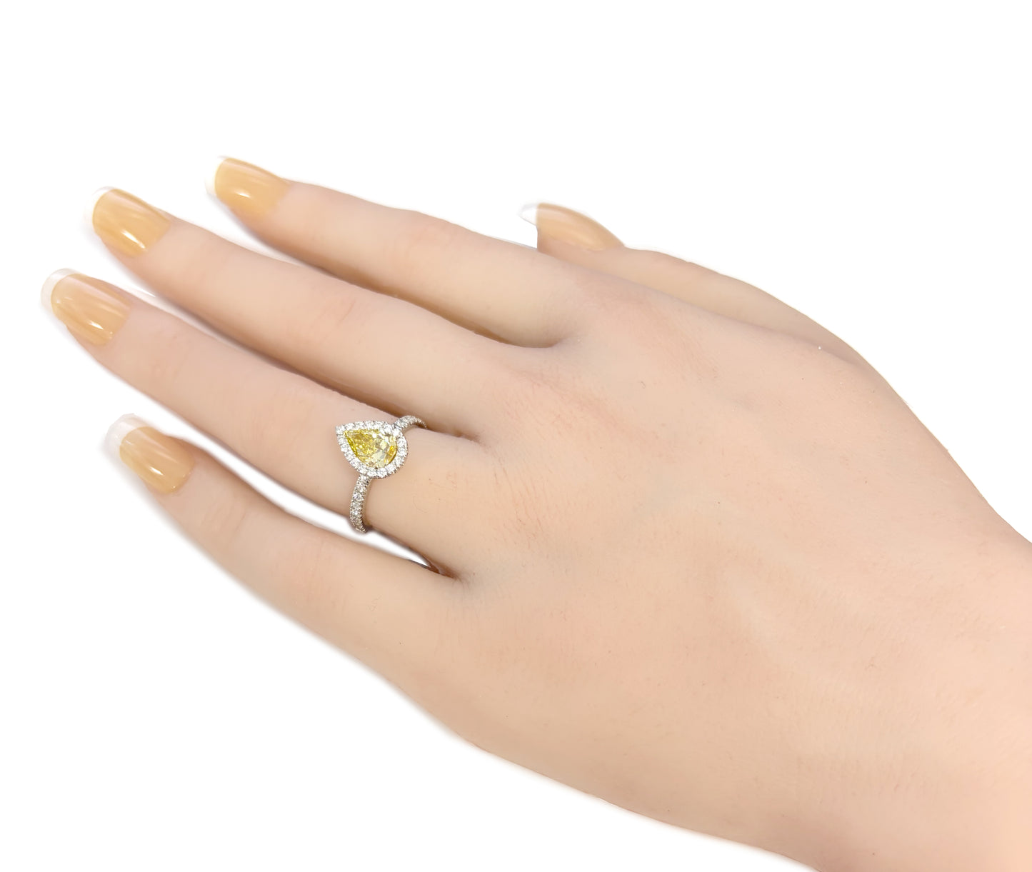 PT900 Pear Intense Yellow Diamond Ring - 2.01ct