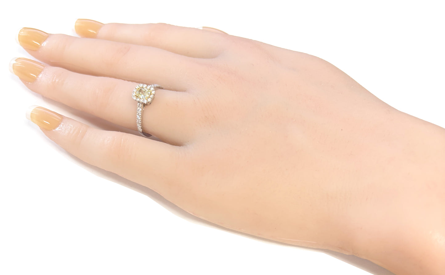 Mael Cushion Fancy Light Yellow Diamond Ring - 0.77ct