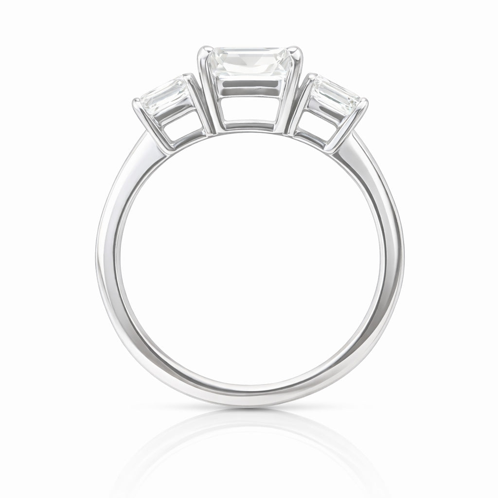 18K ほぼ無色 ダイヤモンドリング 2.588ct VS2 エメラルドカット