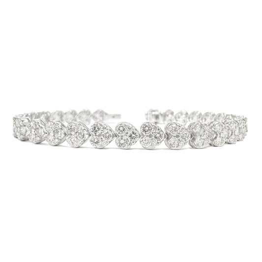 18K ダイヤモンドテニスブレスレット ハート形状 6.65ct GGS鑑定書 画像