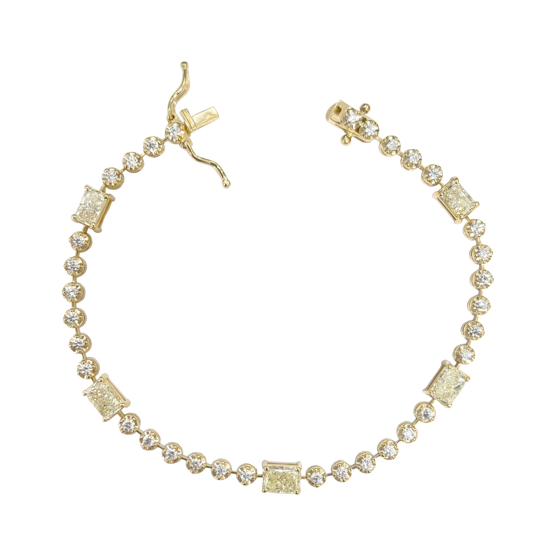 18K ダイヤモンドテニスブレスレット ラウンド・エメラルドカット 3.86ct GGS鑑定書 画像