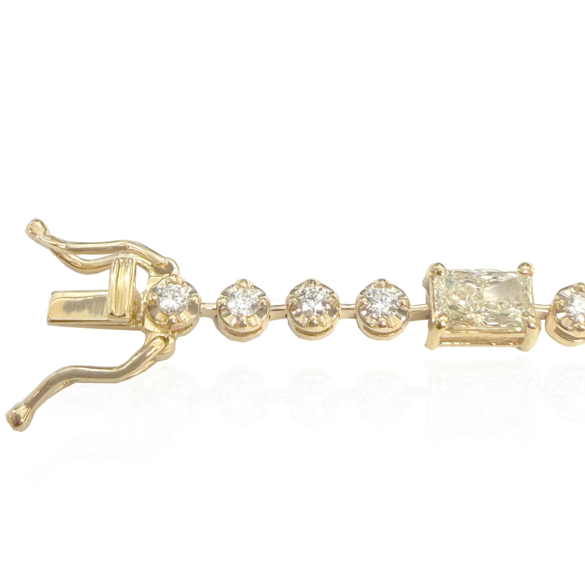 18K ダイヤモンドテニスブレスレット ラウンド・エメラルドカット 3.86ct GGS鑑定書 拡大画像