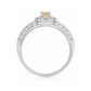 PT900 Floral Design Yellow Diamond Ring 1ct Emerald cut