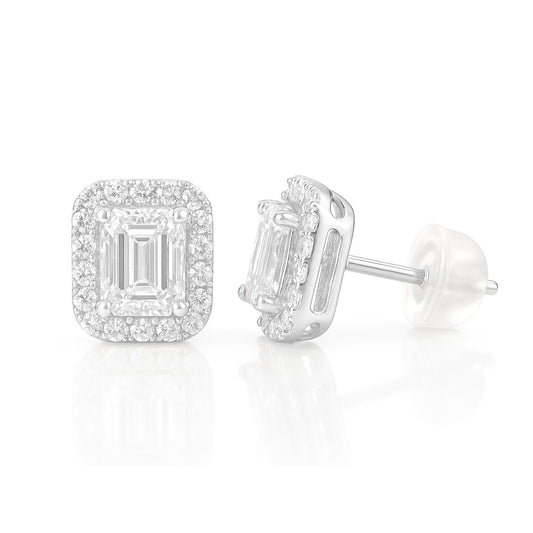 18K ダイヤモンドイヤリング エメラルドカット - 0.83ct