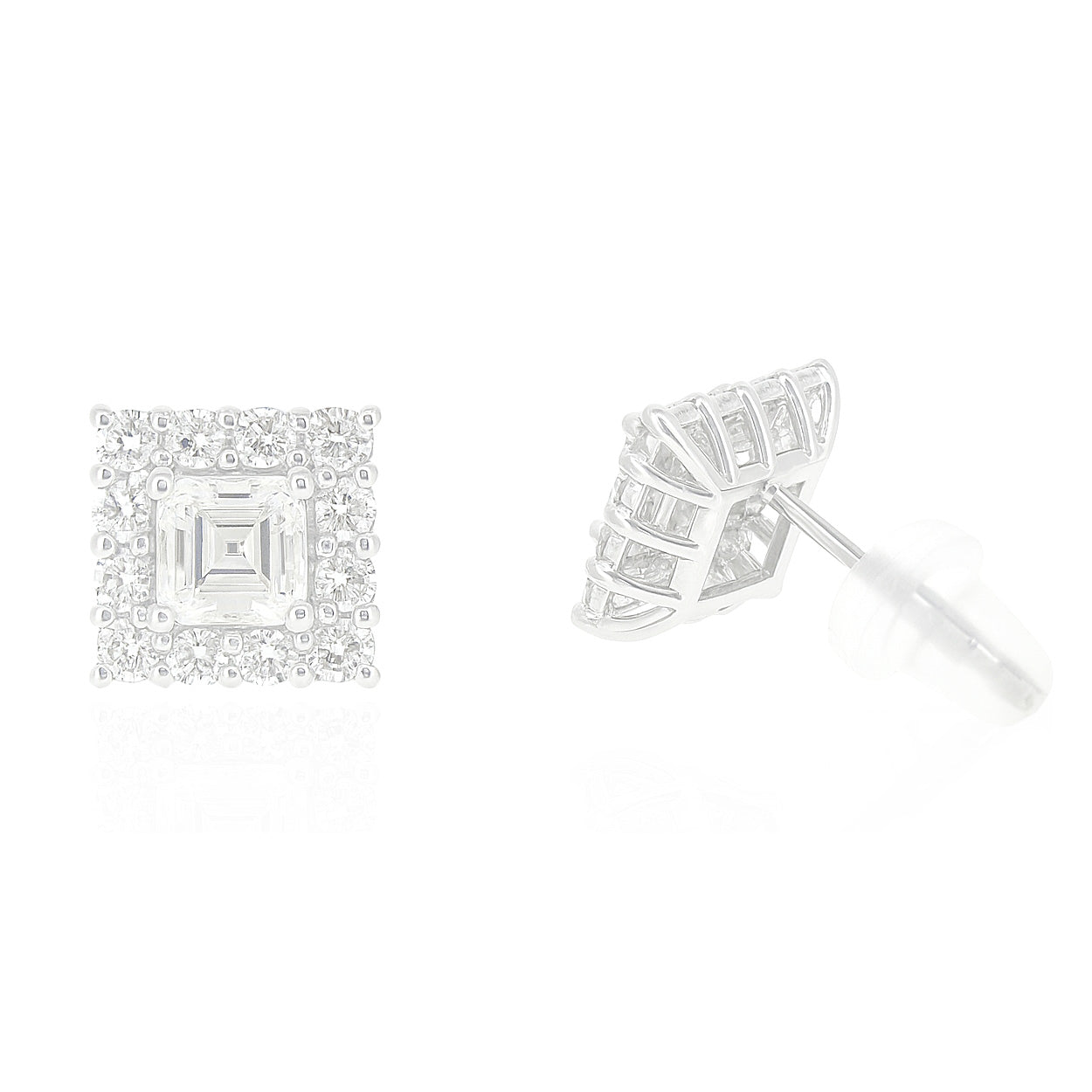 PT900 Asscher-cut Diamond Earrings - 0.985ct
