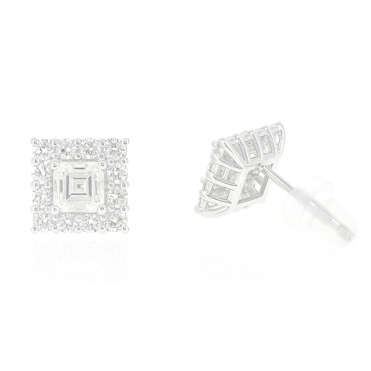 PT900 Asscher-cut Diamond Earrings - 0.985ct