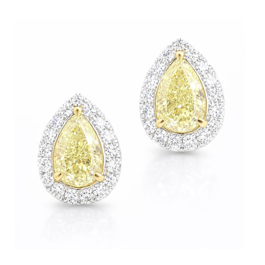 PT900 イエローダイヤモンドイヤリング 0.886ct Light Yellow SI2 ペア