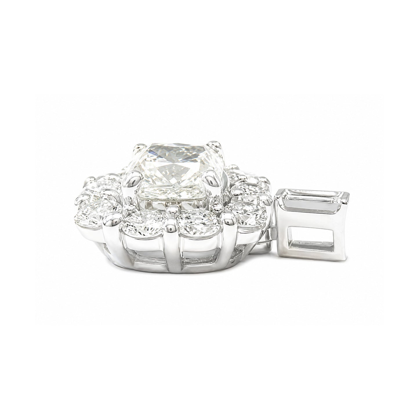 PT950/850 ほぼ無色 ダイヤモンドペンダント クッションカット - 1.646ct