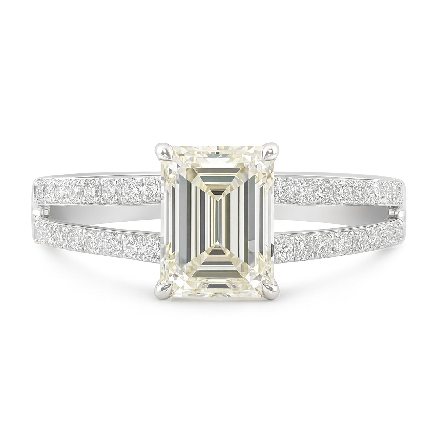 Emerald-cut Faint Yellow Diamond Ring - 0.842ct