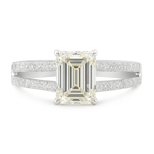 Emerald-cut Faint Yellow Diamond Ring - 0.842ct