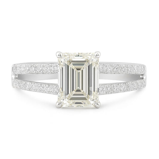Emerald-cut Faint Yellow Diamond Ring - 0.842ct