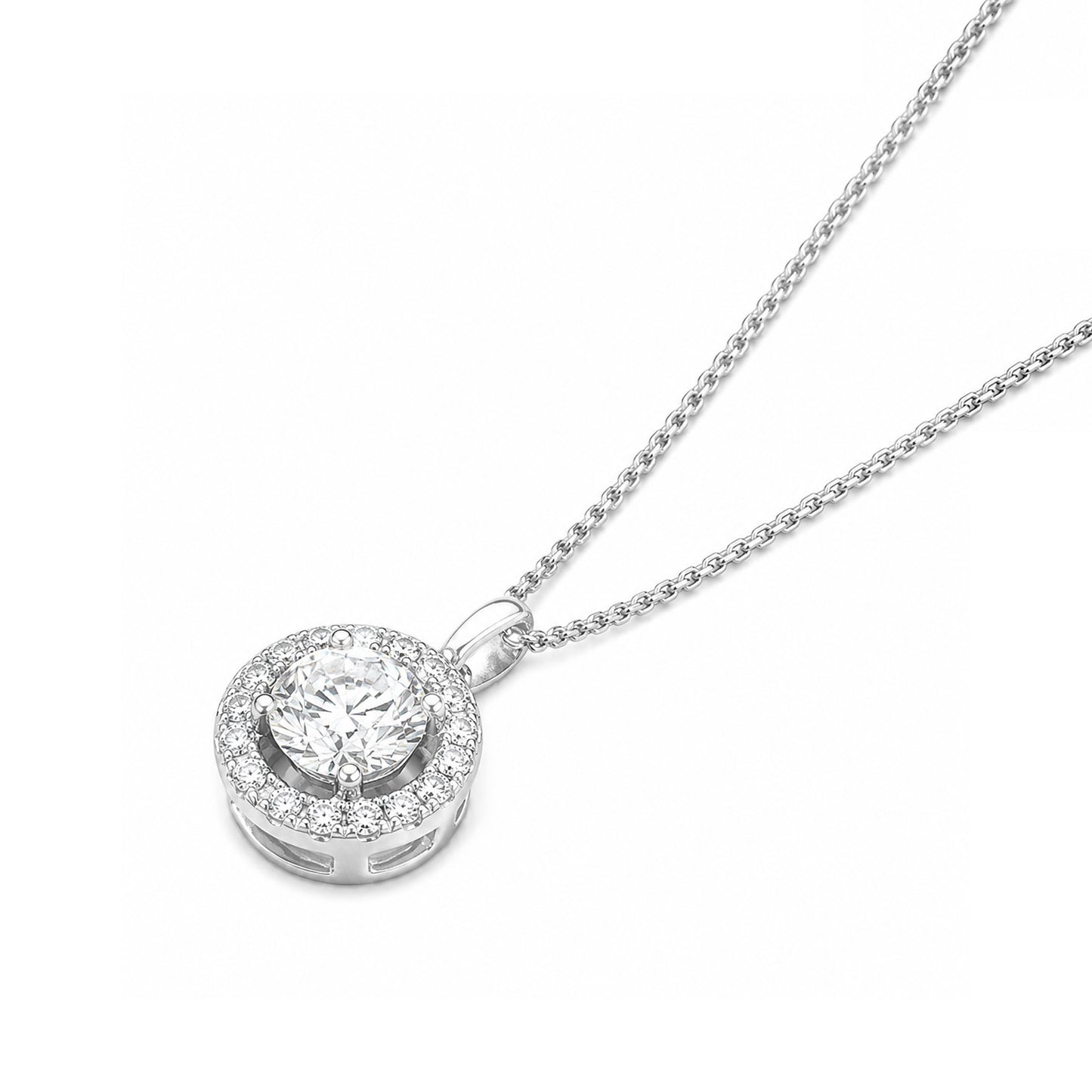 18K ほぼ無色 ラウンドダイヤモンド ペンダント ネックレス - 0.522ct