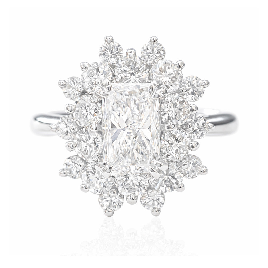 PT950 無色ダイヤモンドリング 1.85ct VVS2 ラディアントカット