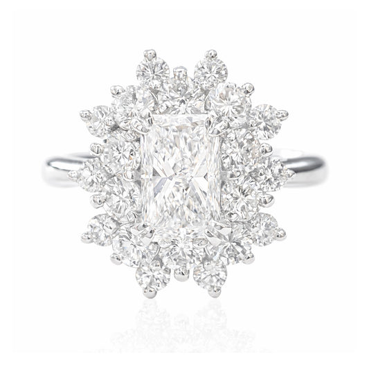 PT950 無色ダイヤモンドリング 1.85ct VVS2 ラディアントカット