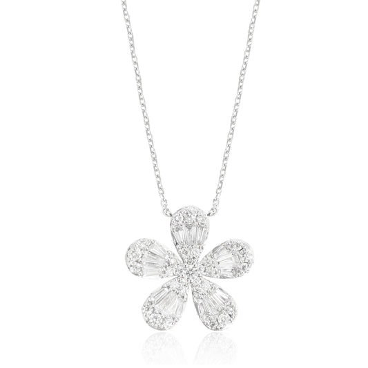 Flower Design Diamond Pendant Necklace - 0.58ct