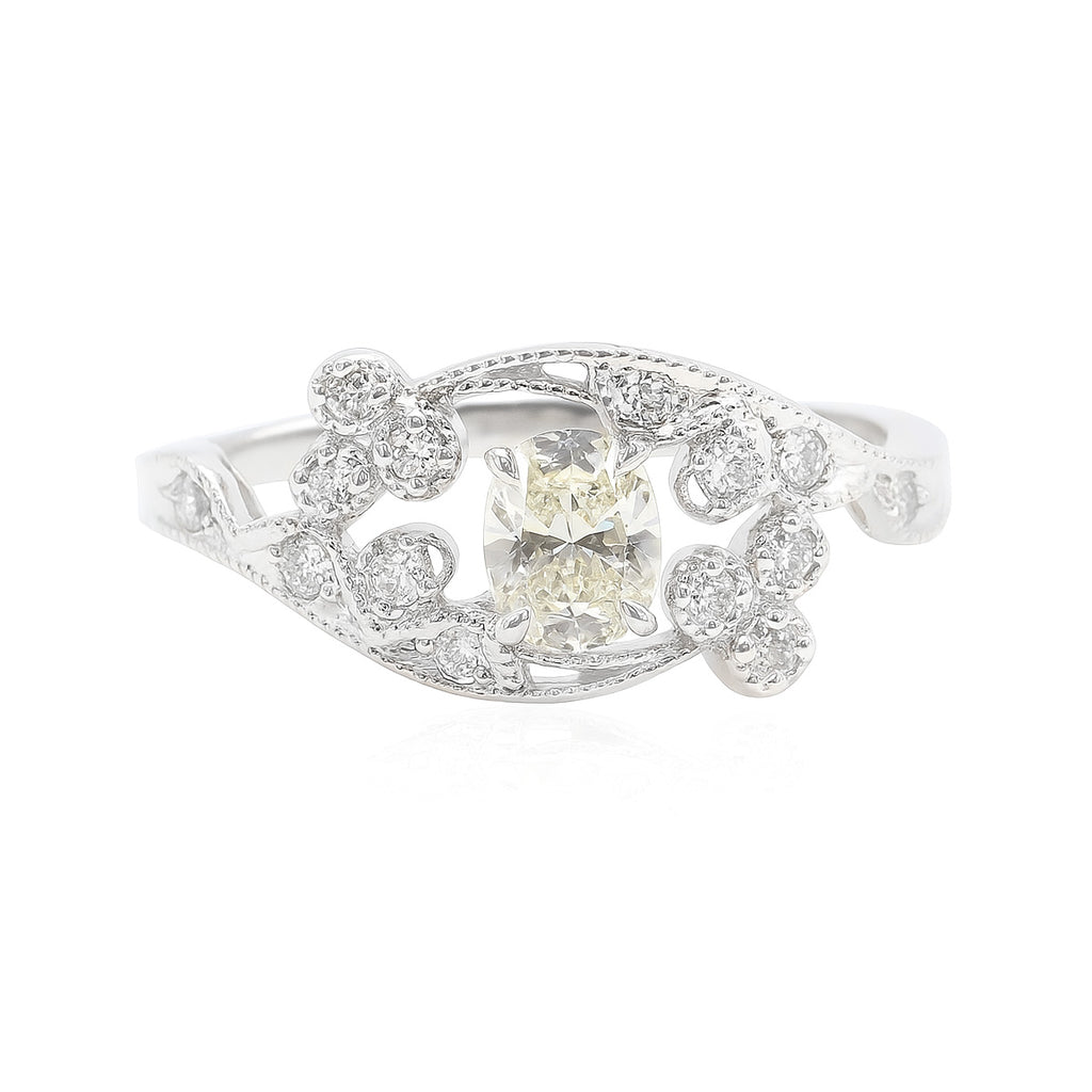 PT900 イエローダイヤモンドリング 0.586ct Faint Yellow VVS2 ラウンド