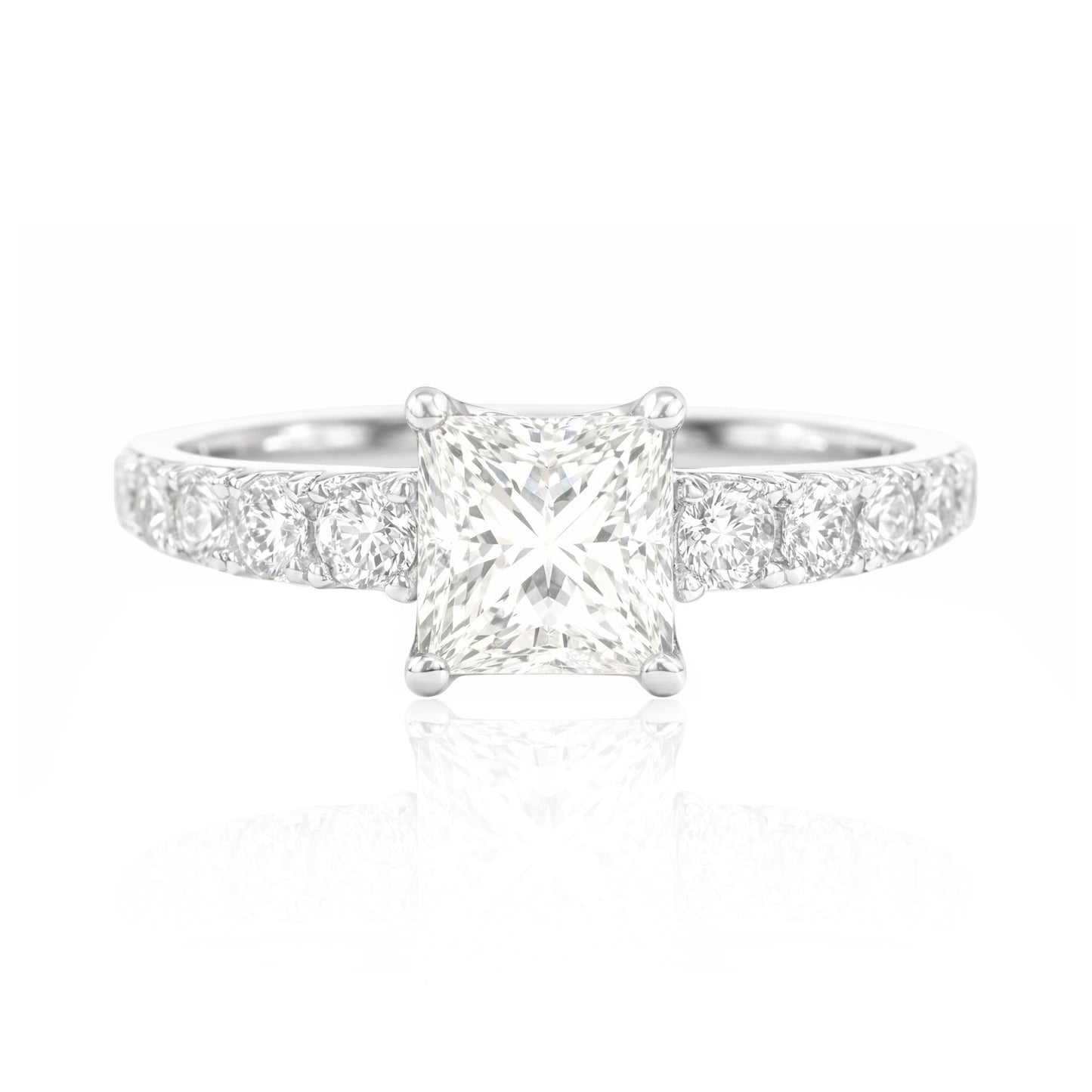 18K 無色Fダイヤモンドリング 1.085ct VS2 プリンセスカット