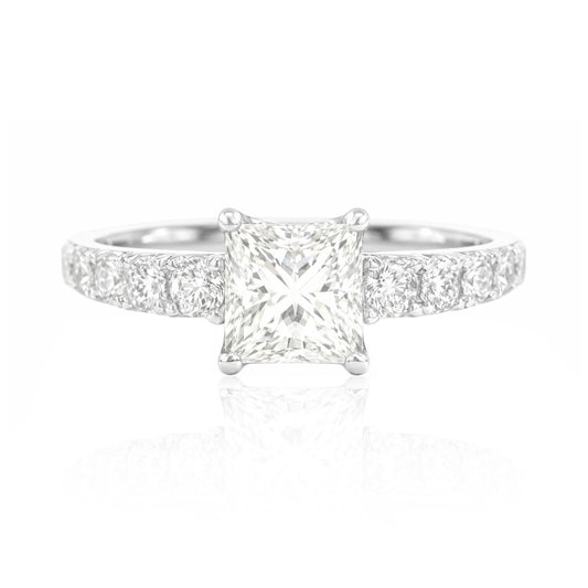 18K 無色Fダイヤモンドリング 1.085ct VS2 プリンセスカット