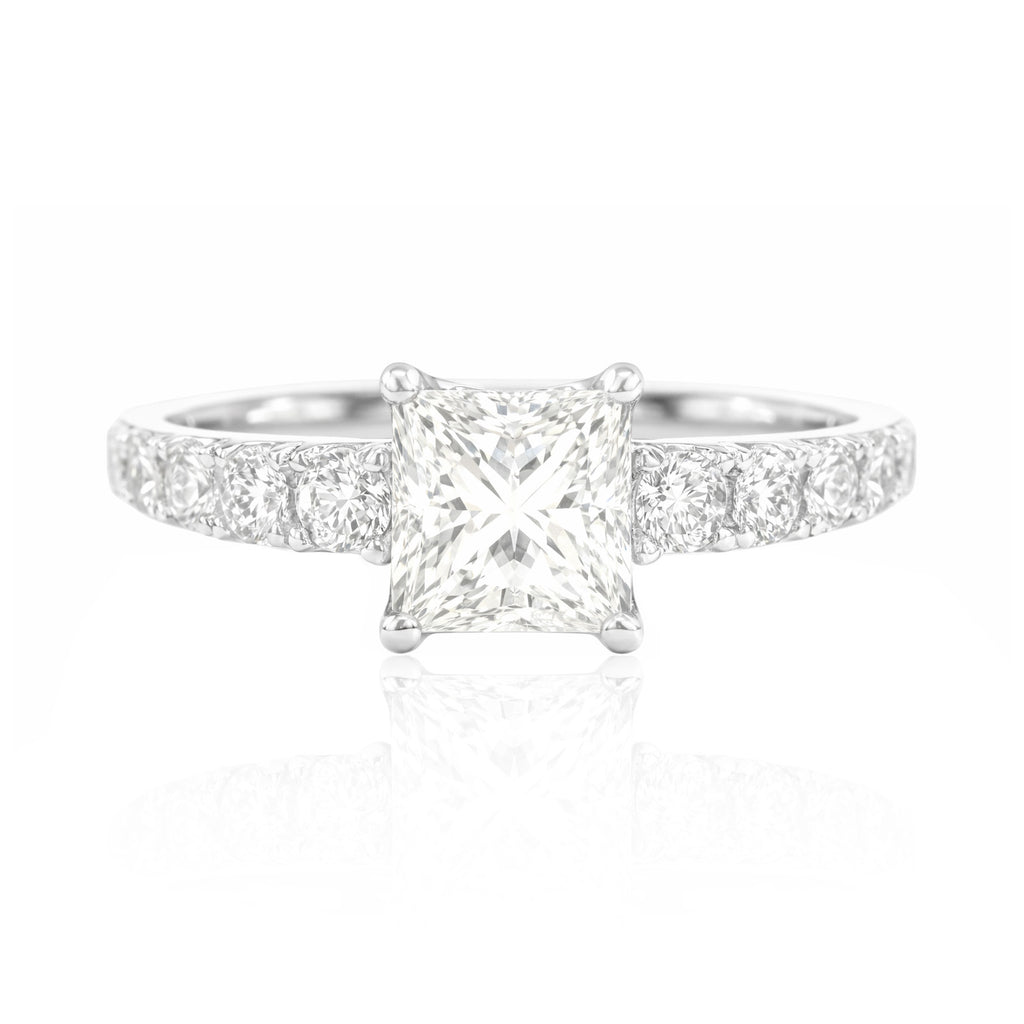 18K 無色Fダイヤモンドリング 1.085ct VS2 プリンセスカット