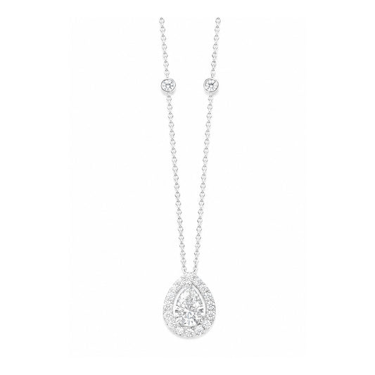 18K D無色ダイヤモンド ペンダント ネックレス ペアカット - 0.89ct