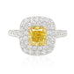 PT900 イエローダイヤモンドリング 0.954ct Fancy Yellow I1 クッション