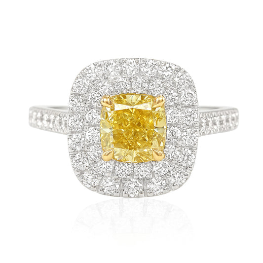 Mael Cushion Fancy Yellow Diamond Ring - 0.954ct