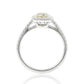 18KWG Cushion Fancy Green Yellow Diamond Ring - 0.97ct