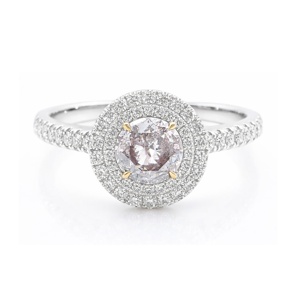 18K ピンクダイヤモンドリング 0.933ct Very Light Purplish Pink SI2 ラウンド