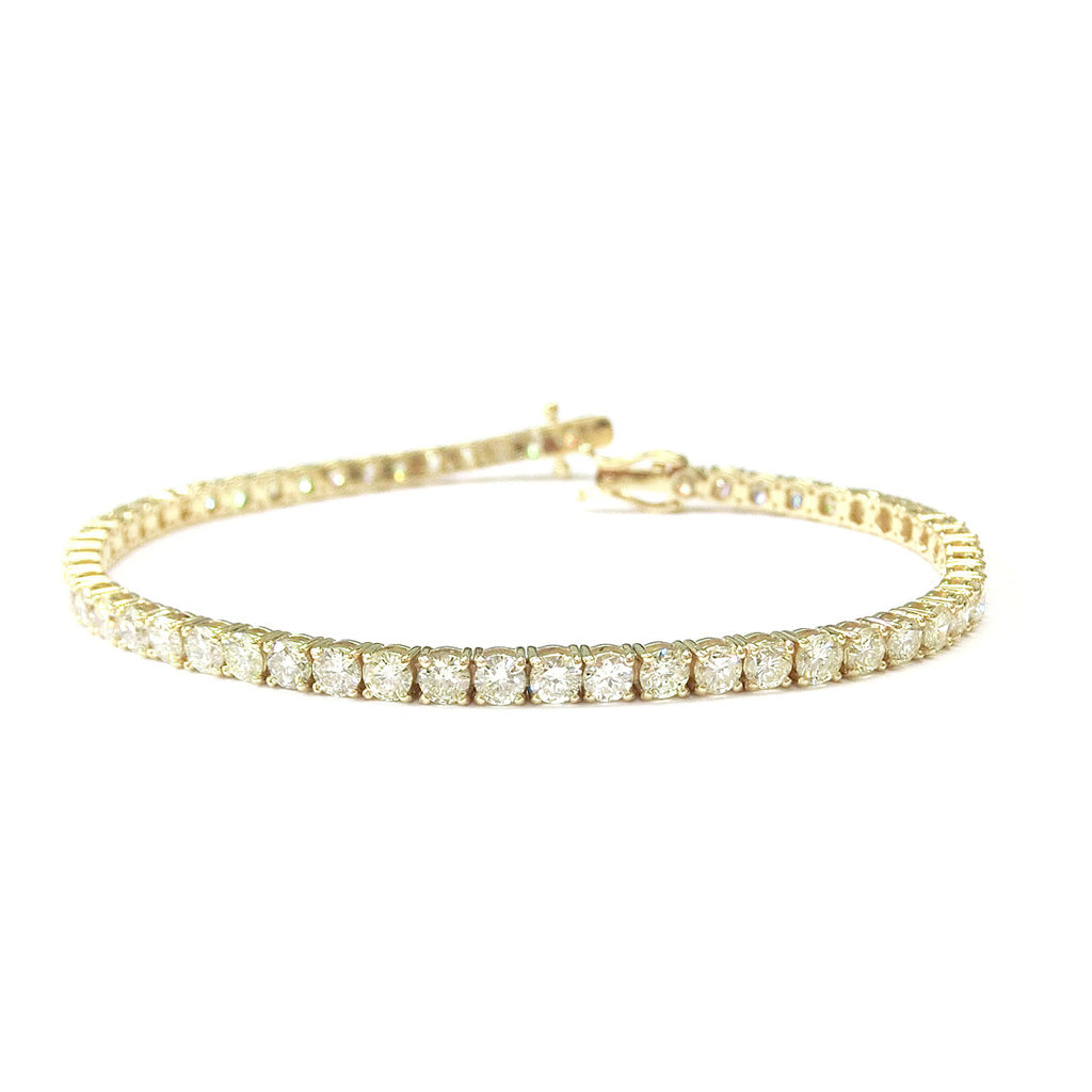 18K 天然ダイヤモンド テニスブレスレット ベリーライトイエロー SI2 6.27ct