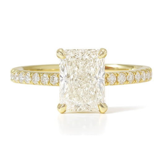 18K Radiant-cut Near Colorless Diamond Ring - 1.061ct 