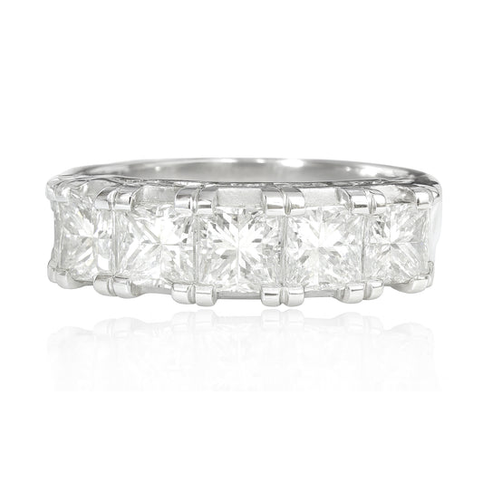 Princess-cut 5 Stone Colorless Diamond Ring - 1.5ct
