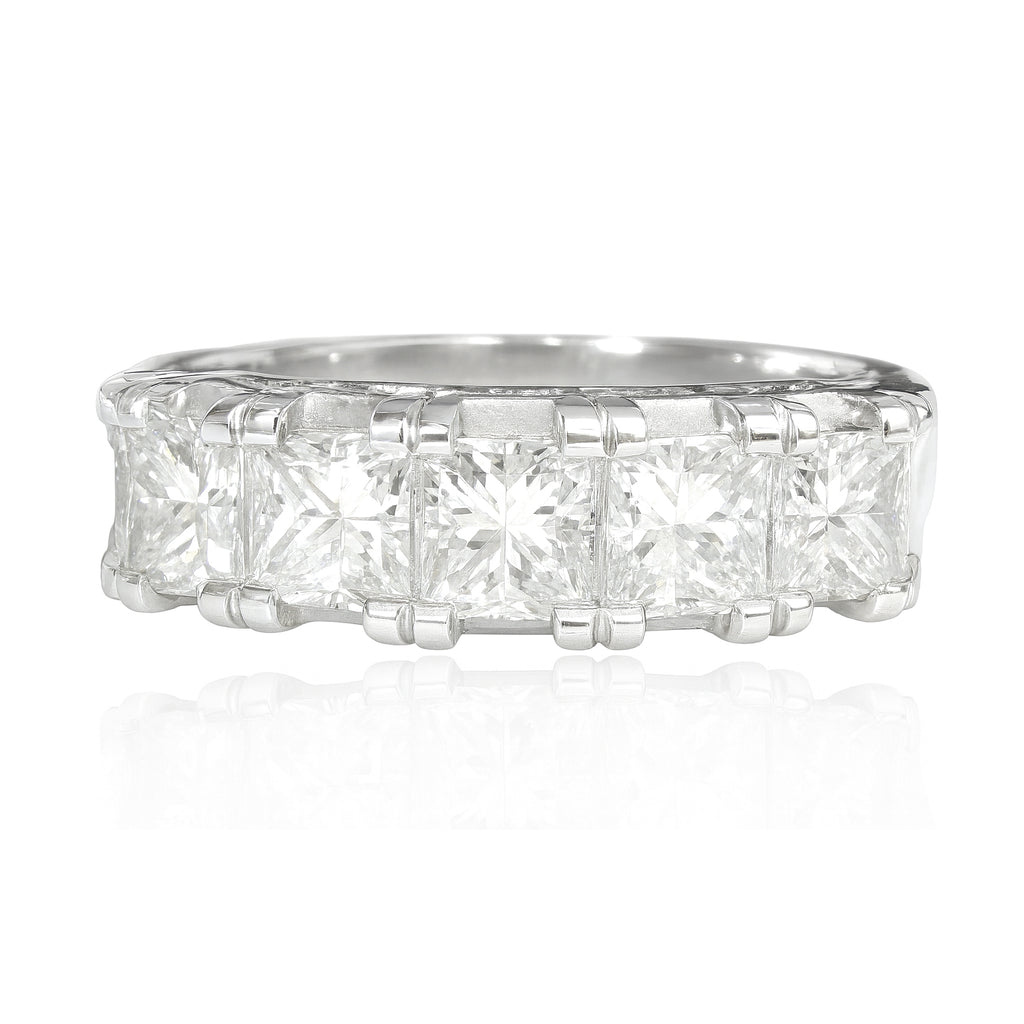 Princess-cut 5 Stone Colorless Diamond Ring - 1.5ct