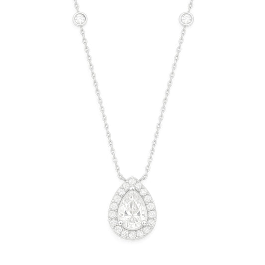 18K 無色F ダイヤモンド ペンダント ネックレス ペアカット - 1.322ct