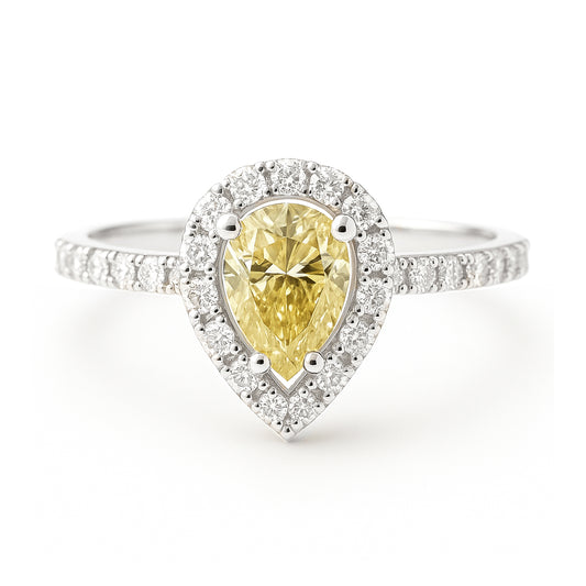 18K イエローダイヤモンドリング 0.529ct ペアカット