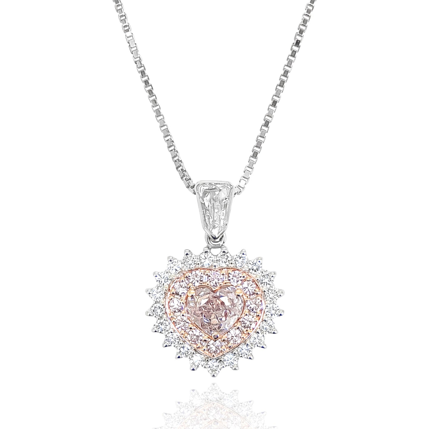 Mael Heart Light Orange Pink Diamond Pendant Necklace - 1.194ct