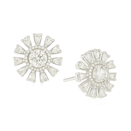 PT900 花柄 ラウンド・ペアダイヤモンド イヤリング  1.4ct