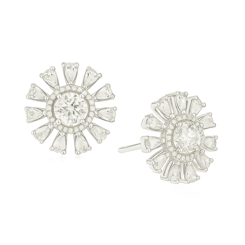 PT900 花柄 ラウンド・ペアダイヤモンド イヤリング  1.4ct