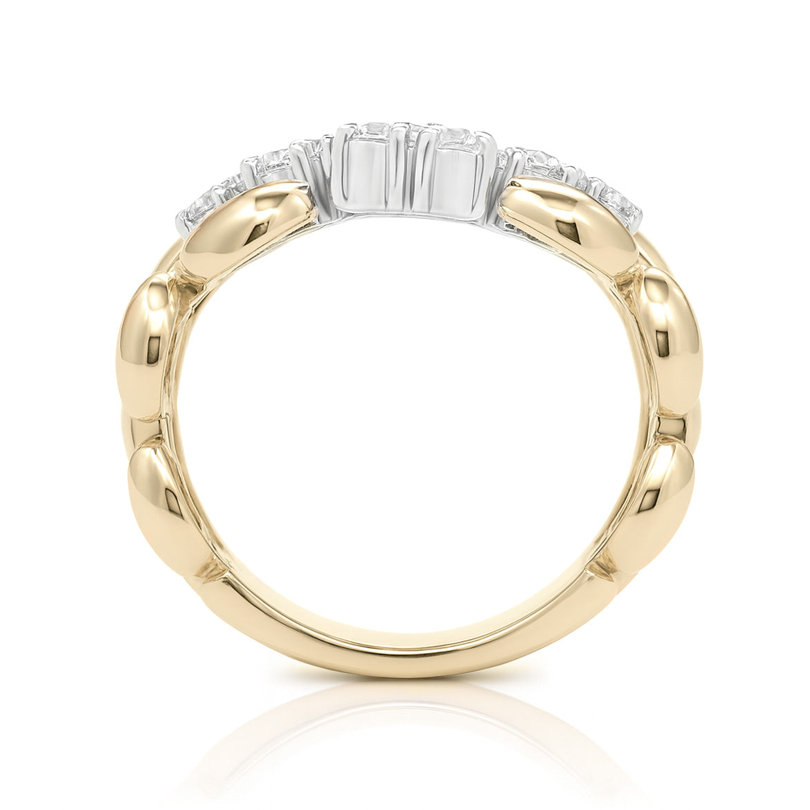 18K 無色 ダイヤモンドリング マーキス形 ラウンドダイヤ 1ct