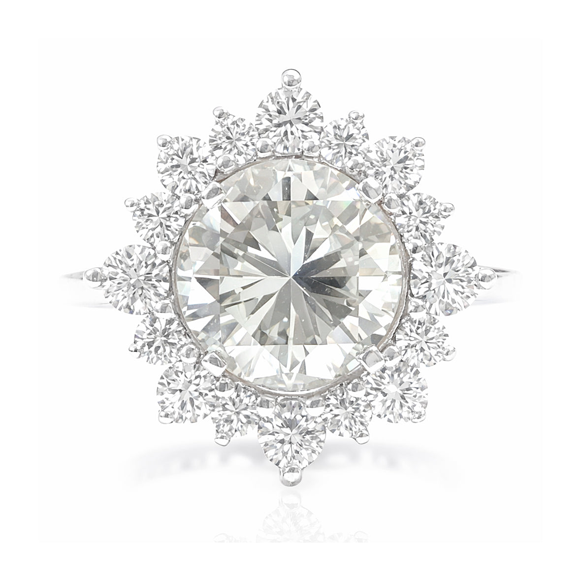 PT900 フェイントイエローダイヤモンドリング ラウンド - 2.594ct