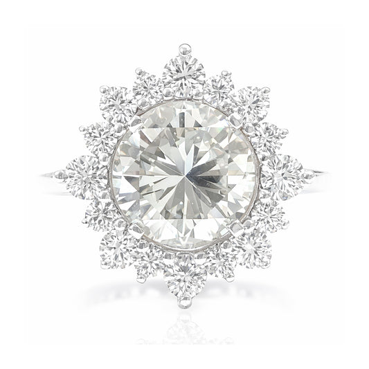 PT900 Round-cut Faint Yellow Diamond Ring - 2.594ct