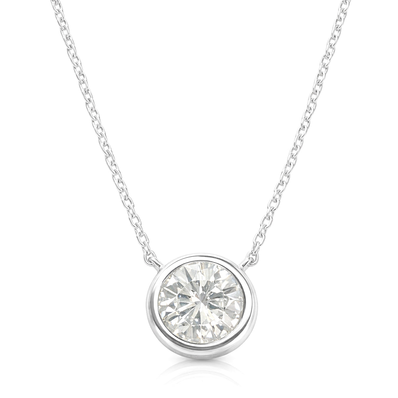 18K ほぼ無色 ラウンドダイヤモンド ペンダントネックレス - 0.713ct