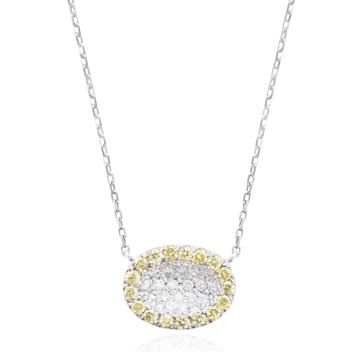 Oval-Shaped Diamond Pendant Necklace with Round Diamonds - 0.445ct