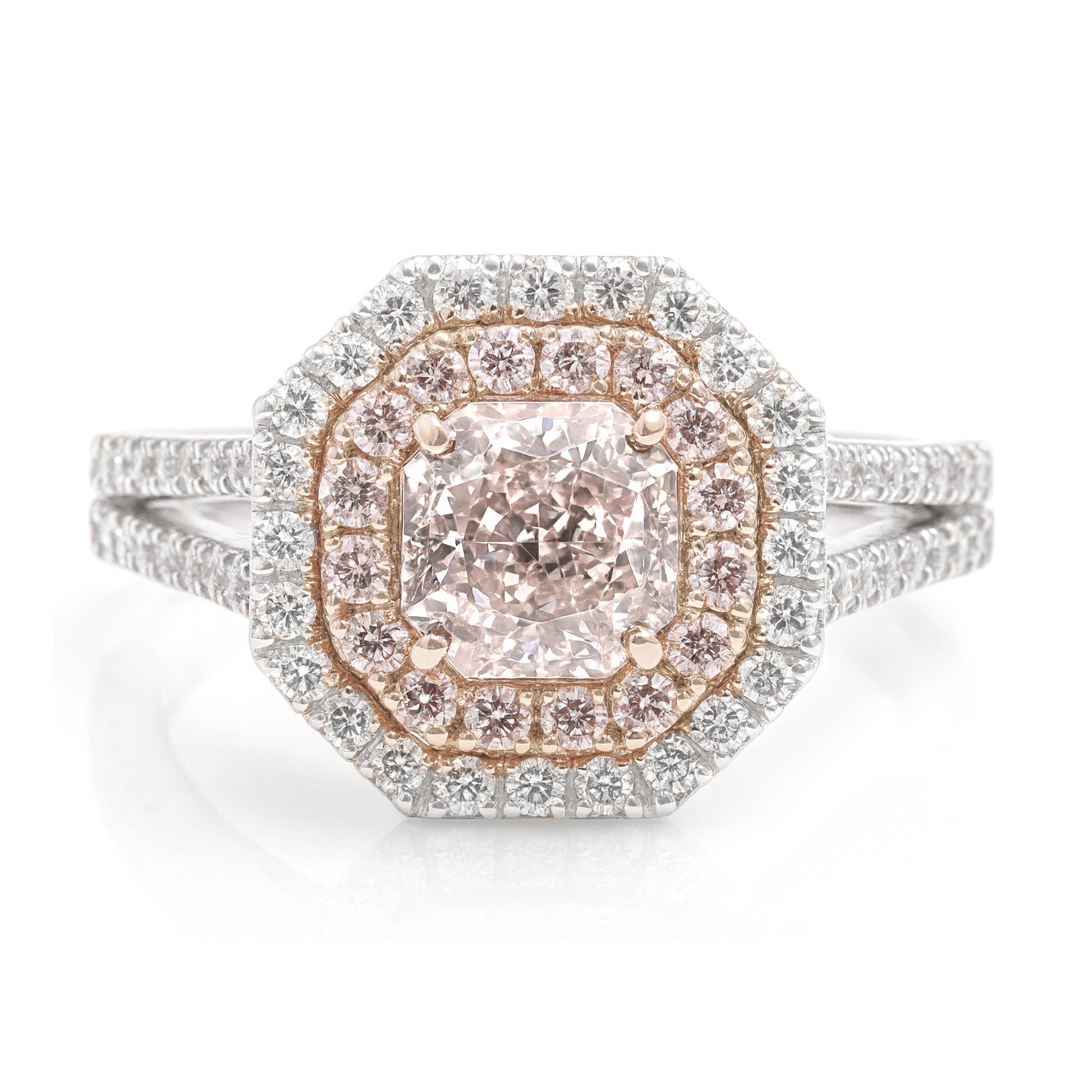 PT900/18K Radiant-cut Very Light Pink Diamond Ring - 1.759ct