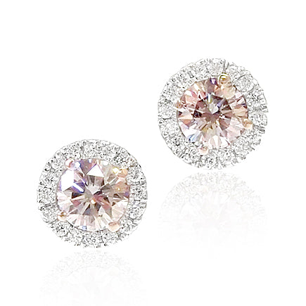 PT900 ピンクダイヤモンド イヤリング 1.265ct Very Light pink SI1-SI2 ラウンド 画像