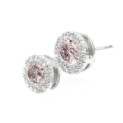 PT900 ピンクダイヤモンド イヤリング 1.265ct Very Light pink SI1-SI2 ラウンド 横画像
