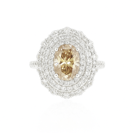 PT950 イエローブラウンダイヤモンド リング 2.928ct VS1 Fancy Yellow Brown オーバル 画像