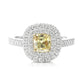 PT900 イエローダイヤモンドリング 0.898ct VS1 Fancy Yellow クッション 画像