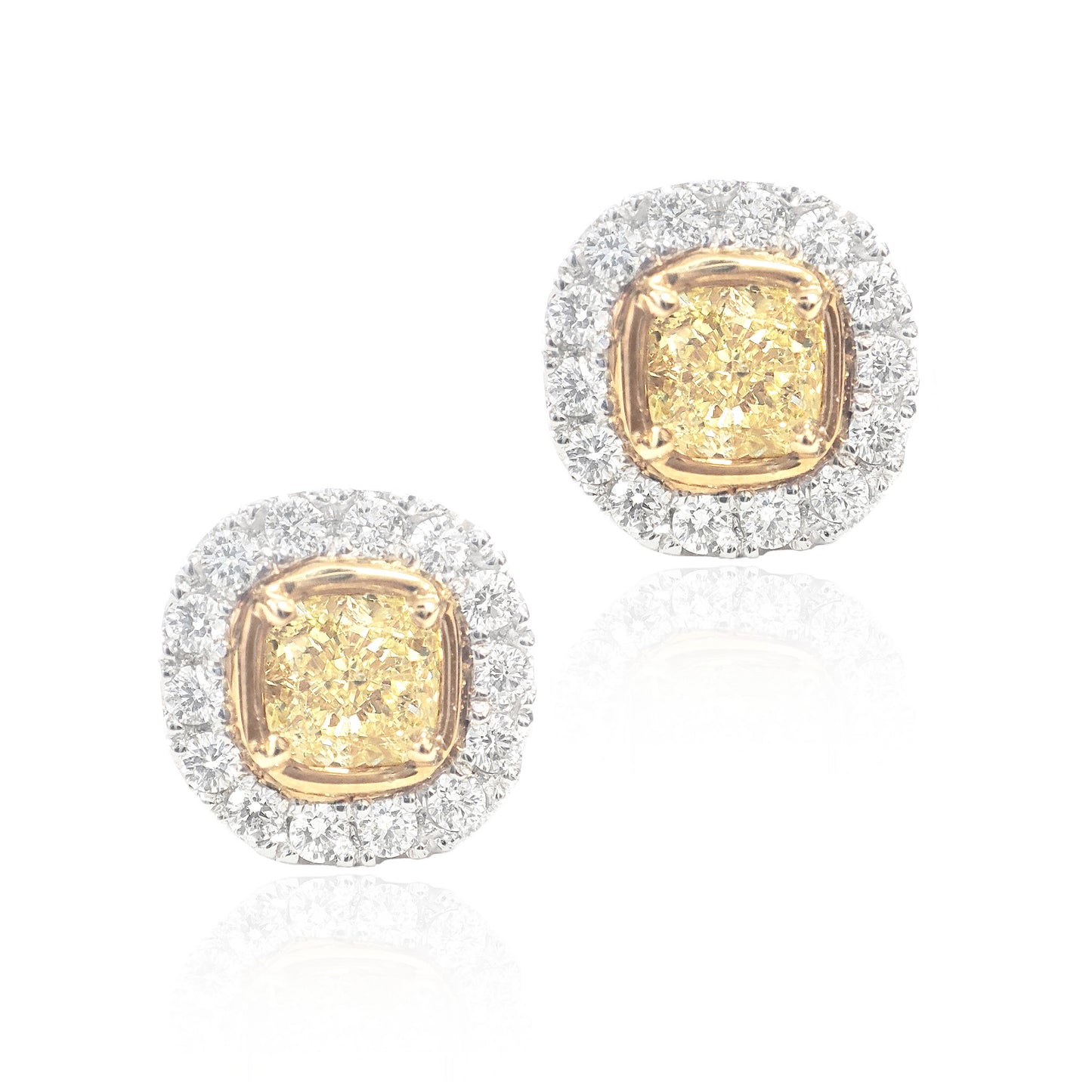 イエローダイアモンドピアス クッション 0.99ct SI2&SI1 画像