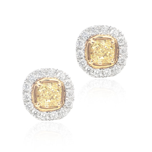 イエローダイアモンドピアス クッション 0.99ct SI2&SI1 画像